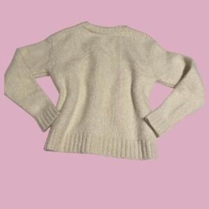 Zara Cream wool blend crew‎ neck sweater